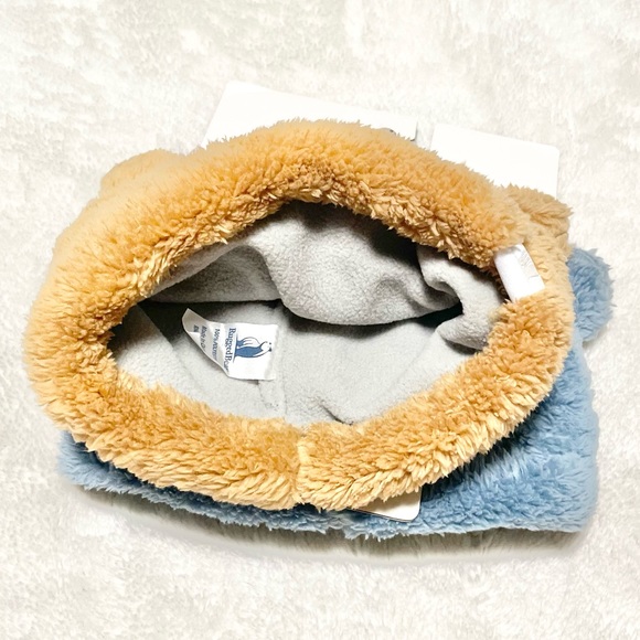 NWT Baby Rugged Bear 2-Pack Teddy Ear Plush Beanie Hats - Picture 4 of 6